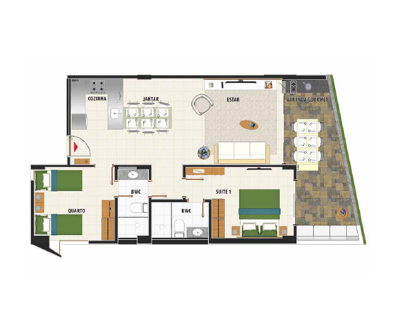 Planta Maui Beach Residence - Bloco Alau