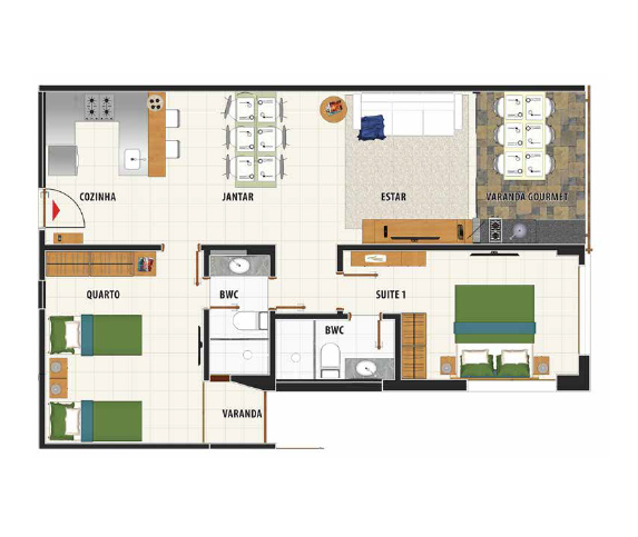 Planta Maui Beach Residence - Bloco Mokumanu